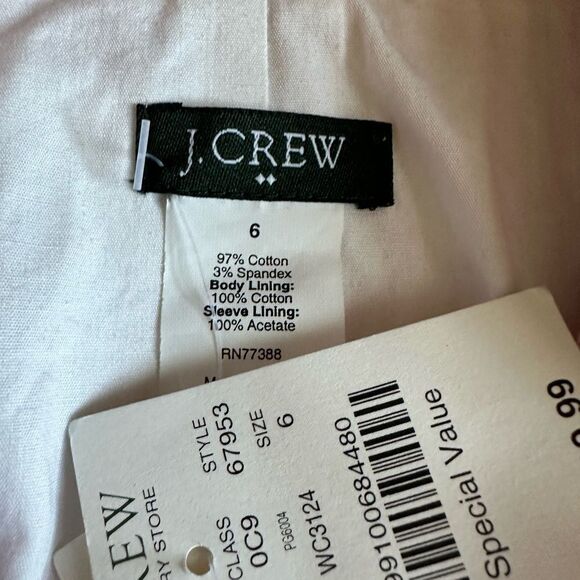 J. Crew Blazer Jacket New Pink White Striped Womens Size 6 - Picture 9 of 9